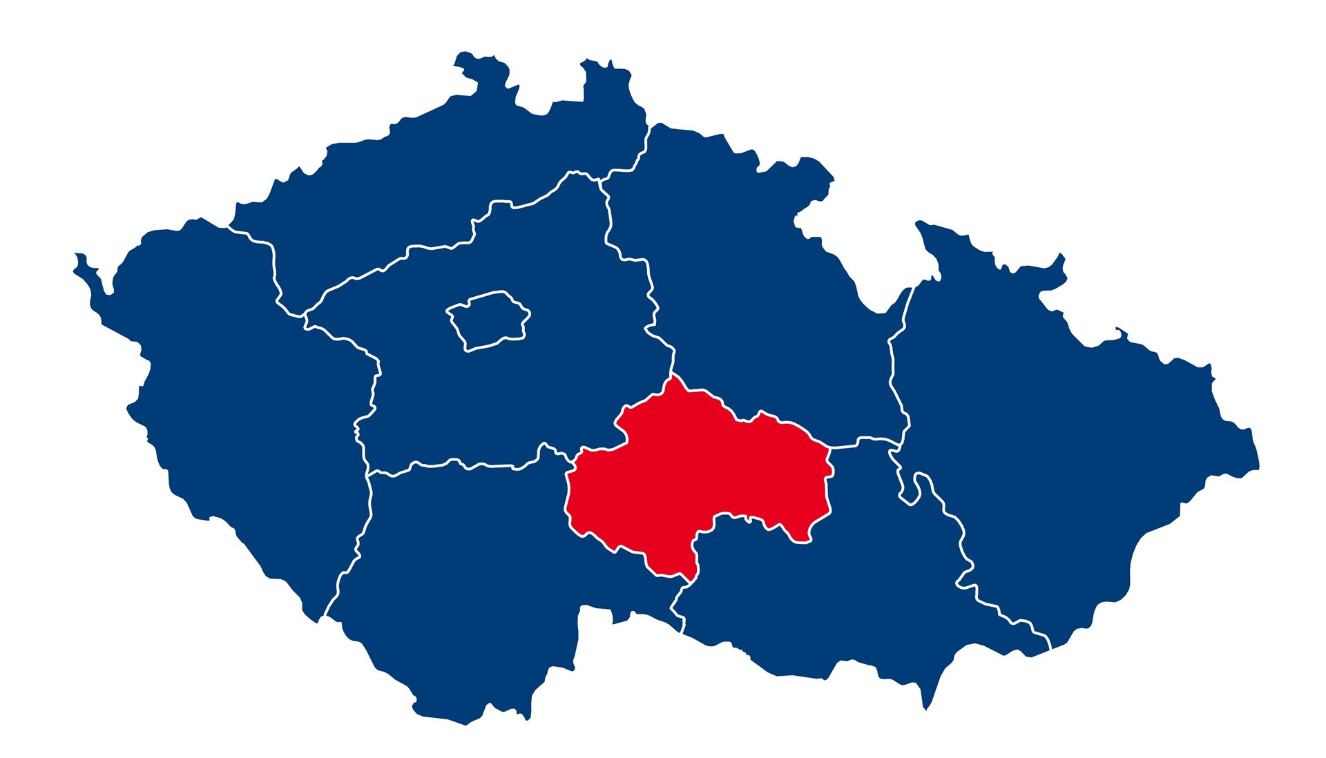 Kaart Vysocina in Tsjechië